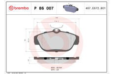 Sada brzdových destiček, kotoučová brzda BREMBO P 86 007