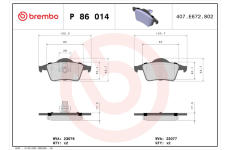 Sada brzdových destiček, kotoučová brzda BREMBO P 86 014