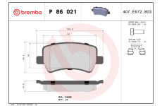 Sada brzdových destiček, kotoučová brzda BREMBO P 86 021