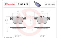 Sada brzdových destiček, kotoučová brzda BREMBO P 86 029