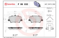 Sada brzdových destiček, kotoučová brzda BREMBO P 86 032