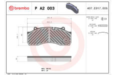 Sada brzdových destiček, kotoučová brzda BREMBO P A2 003