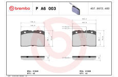 Sada brzdových destiček, kotoučová brzda BREMBO P A6 003