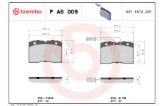 Sada brzdových destiček, kotoučová brzda BREMBO P A6 009