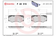 Sada brzdových destiček, kotoučová brzda BREMBO P A6 016