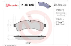 Sada brzdových destiček, kotoučová brzda BREMBO P A6 030