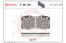 Sada brzdových destiček, kotoučová brzda BREMBO P A6 031