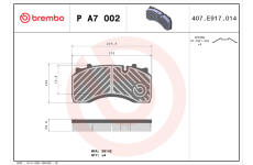 Sada brzdových destiček, kotoučová brzda BREMBO P A7 002