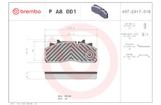 Sada brzdových destiček, kotoučová brzda BREMBO P A8 001