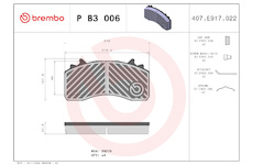 Sada brzdových destiček, kotoučová brzda BREMBO P B3 006