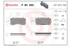 Sada brzdových destiček, kotoučová brzda BREMBO P B4 002