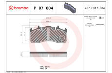 Sada brzdových destiček, kotoučová brzda BREMBO P B7 004