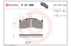 Sada brzdových destiček, kotoučová brzda BREMBO P C7 006