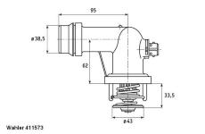 Termostat, chladivo BorgWarner (Wahler) 411573.105D