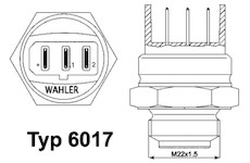 Teplotní spínač, větrák chladiče BorgWarner (Wahler) 6017.85D