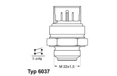 Teplotní spínač, větrák chladiče BorgWarner (Wahler) 6037.81D