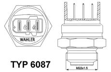 Teplotní spínač, větrák chladiče BorgWarner (Wahler) 6087.87D