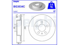 Brzdový kotúč DELPHI BG3034C
