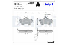 Sada brzdových destiček, kotoučová brzda DELPHI LP1614