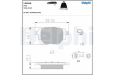 Sada brzdových destiček, kotoučová brzda DELPHI LP3646