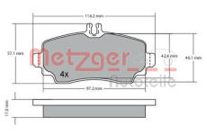 Sada brzdových destiček, kotoučová brzda METZGER 1170041