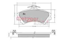 Sada brzdových destiček, kotoučová brzda METZGER 1170166