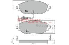 Sada brzdových destiček, kotoučová brzda METZGER 1170173