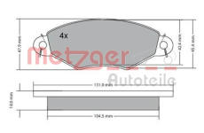 Sada brzdových destiček, kotoučová brzda METZGER 1170199