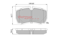 Sada brzdových destiček, kotoučová brzda METZGER AUTOTEILE 1170226
