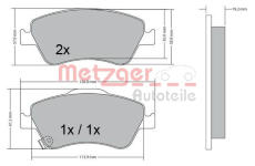 Sada brzdových destiček, kotoučová brzda METZGER 1170299