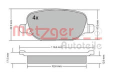 Sada brzdových destiček, kotoučová brzda METZGER 1170403