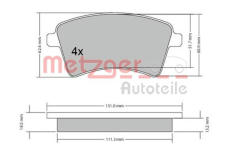 Sada brzdových destiček, kotoučová brzda METZGER 1170467