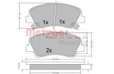 Sada brzdových destiček, kotoučová brzda METZGER AUTOTEILE 1170620