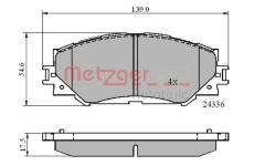Sada brzdových destiček, kotoučová brzda METZGER AUTOTEILE 1170873