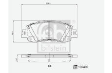 Sada brzdových destiček, kotoučová brzda FEBI BILSTEIN 196400