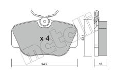 Sada brzdových destiček, kotoučová brzda METELLI 22-0041-0