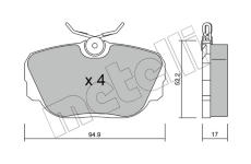 Sada brzdových destiček, kotoučová brzda METELLI 22-0042-0