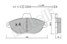 Sada brzdových destiček, kotoučová brzda METELLI 22-0105-0