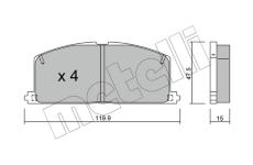 Sada brzdových destiček, kotoučová brzda METELLI 22-0108-0