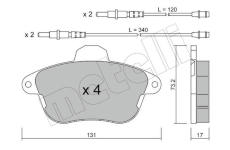 Sada brzdových destiček, kotoučová brzda METELLI 22-0184-0