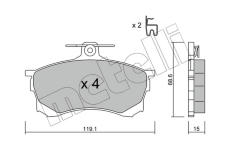 Sada brzdových destiček, kotoučová brzda METELLI 22-0250-0