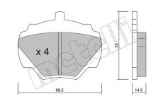 Sada brzdových destiček, kotoučová brzda METELLI 22-0353-0