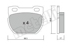 Sada brzdových destiček, kotoučová brzda METELLI 22-0354-1