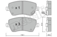 Sada brzdových destiček, kotoučová brzda METELLI 22-0485-1