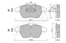 Sada brzdových destiček, kotoučová brzda METELLI 22-0548-2