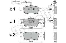 Sada brzdových destiček, kotoučová brzda METELLI 22-0661-1