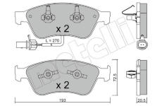 Sada brzdových destiček, kotoučová brzda METELLI 22-0662-0