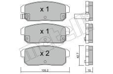 Sada brzdových destiček, kotoučová brzda METELLI 22-0733-0