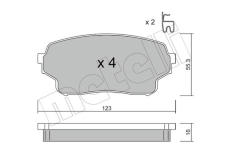 Sada brzdových destiček, kotoučová brzda METELLI 22-0765-0