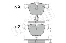 Sada brzdových destiček, kotoučová brzda METELLI 22-0773-9